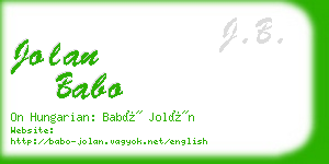 jolan babo business card